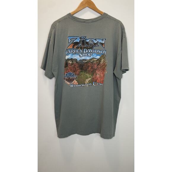 2014 Harley-Davidson 2XL Zion Washington Utah Motorcycle Biker Tee Mountains - Picture 1 of 11